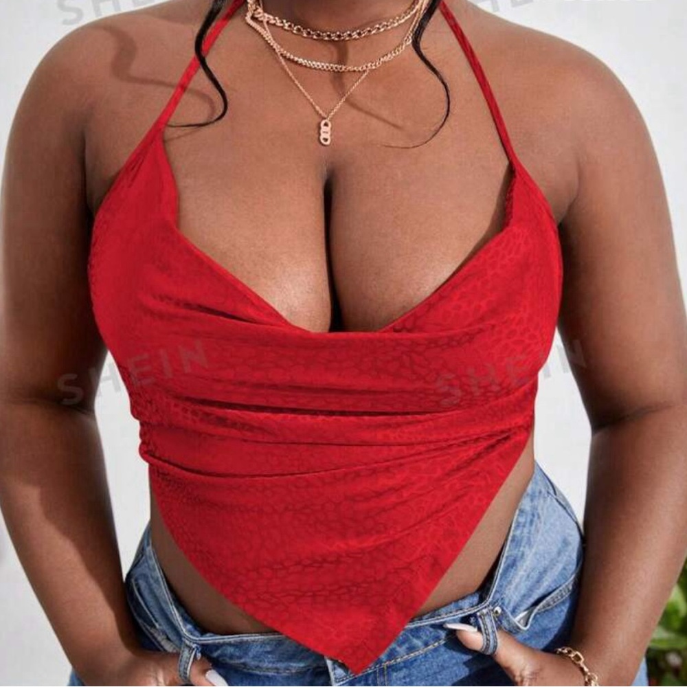 Draped Bandana Hem Tie Backless Halter Top